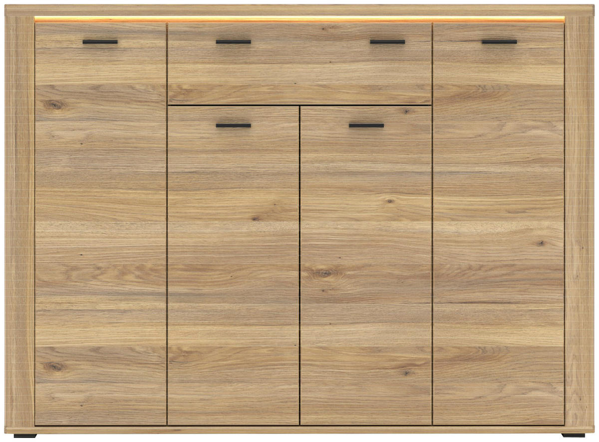 SCHUHSCHRANK 136/100/38 cm  - Eichefarben/Schwarz, KONVENTIONELL, Holzwerkstoff (136/100/38cm) - Xora