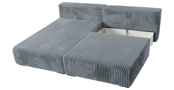 ECKSOFA in Cord Grau  - Schwarz/Grau, MODERN, Holz/Textil (145/210cm) - Carryhome