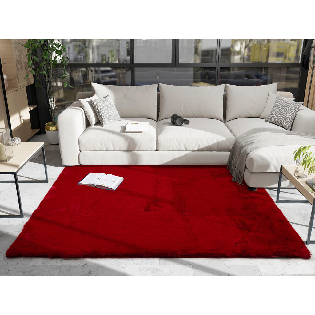Thumbnail - Novel Hochflorteppich Silky Haven, Rot, Textil, Uni, rechteckig, 160x230 cm, Oeko-Tex® Standard 100, für Fußbodenheizung...
