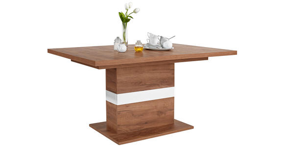 Ausziehbarer Esstisch Avensis 160cm Krafteiche Dunkel - Eichefarben/Weiß, MODERN, Holzwerkstoff (160/76/90cm) - Luca Bessoni