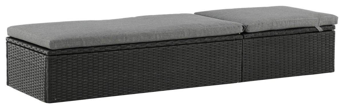 SONNENLIEGE 60.5/37.5/198 cm  - Schwarz/Grau, KONVENTIONELL, Kunststoff/Textil (60.5/37.5/198cm) - Gardenson