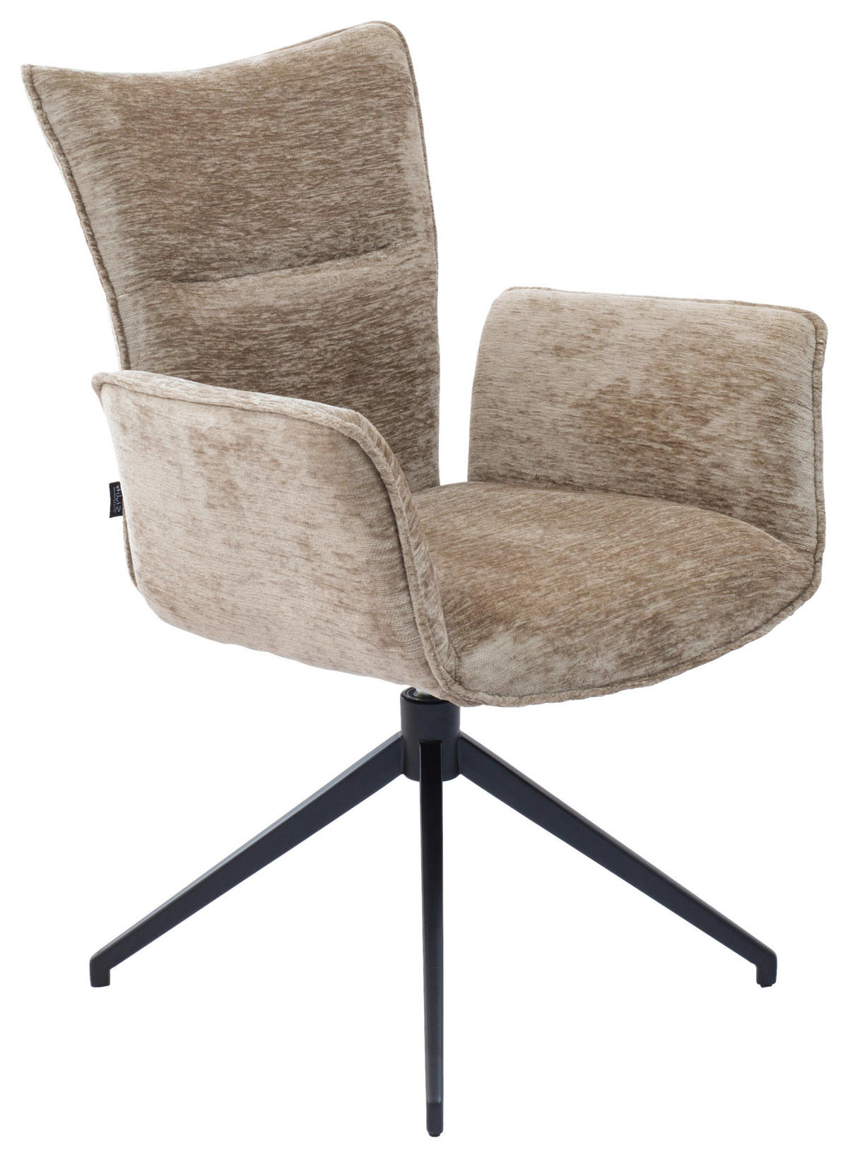 ARMLEHNSTUHL  Wippfunktion, Sitzfläche 360° drehbar Webstoff  - Schwarz/Braun, Design, Textil/Metall (62/92/66cm) - Stylife