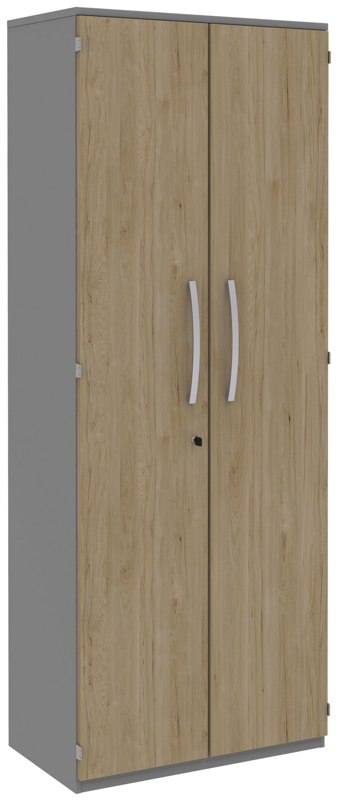 AKTENSCHRANK 80/217,4/43 cm  - Eichefarben/Grau, KONVENTIONELL, Holzwerkstoff (80/217,4/43cm) - Moderano