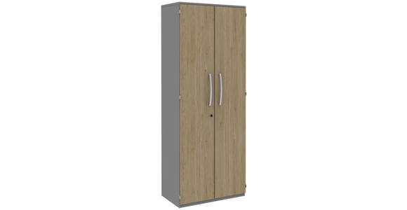 AKTENSCHRANK Grau, Eichefarben - Eichefarben/Grau, KONVENTIONELL, Holzwerkstoff (80/217,4/43cm) - Moderano