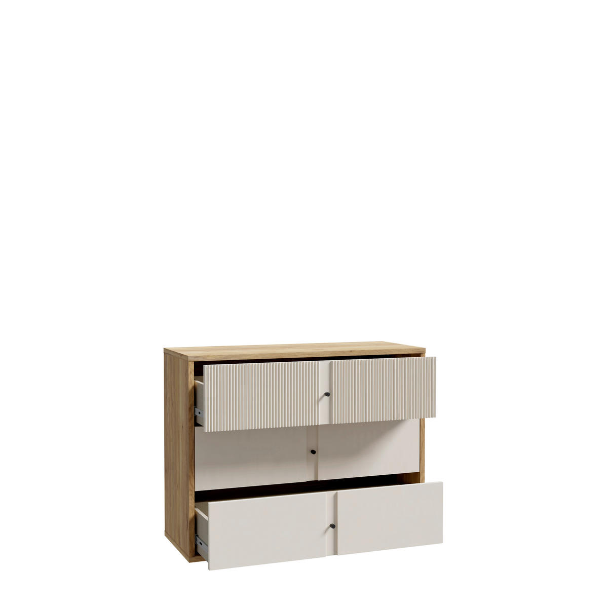 Comodă 104,8/83,1/42 cm  - culoare lemn stejar/nisipiu, Modern, plastic/metal (104,8/83,1/42cm) - Voleo