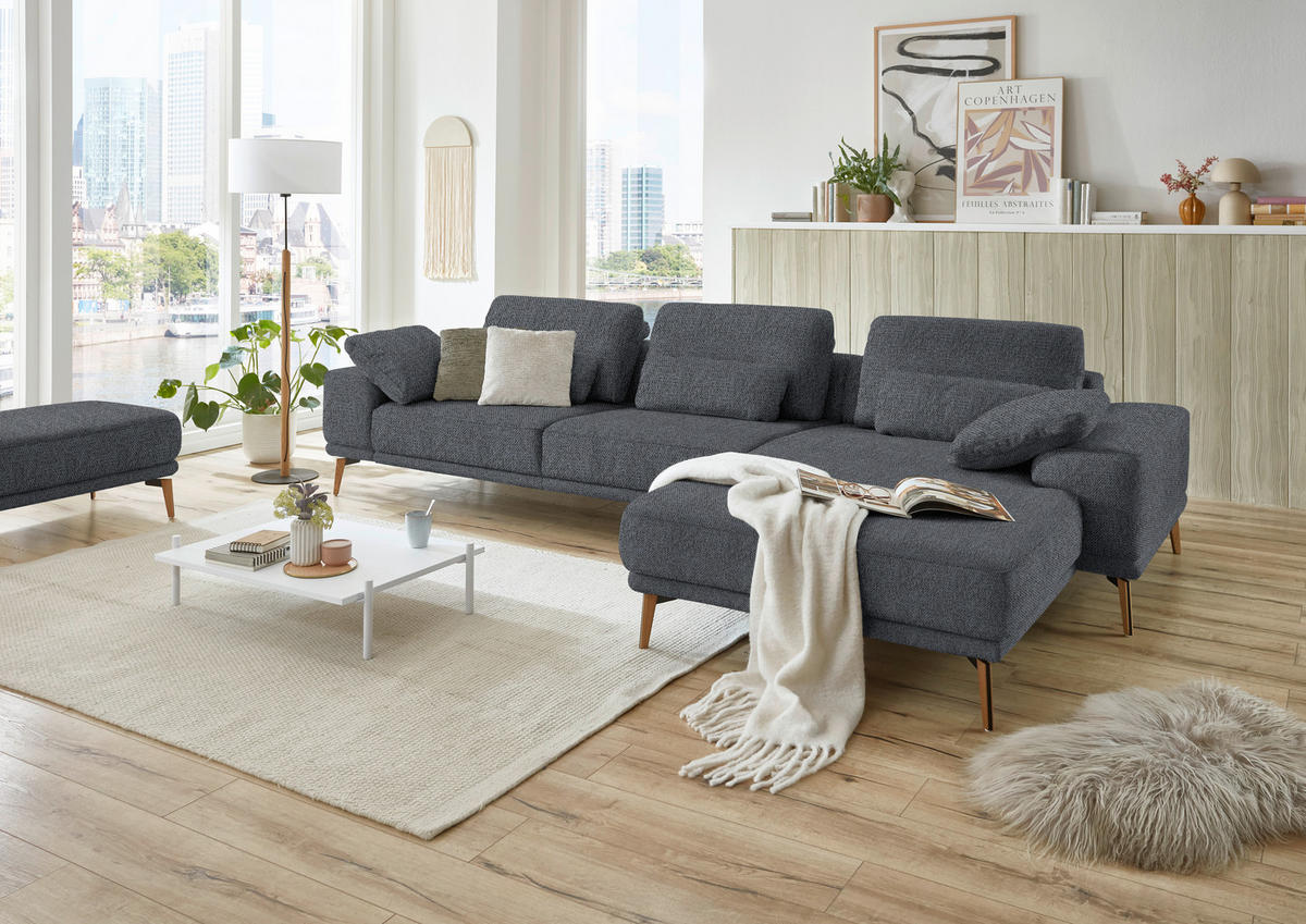 ECKSOFA in Flachgewebe Anthrazit  - Wildeiche/Anthrazit, Design, Holz/Textil (334/193cm) - Niels Andersson