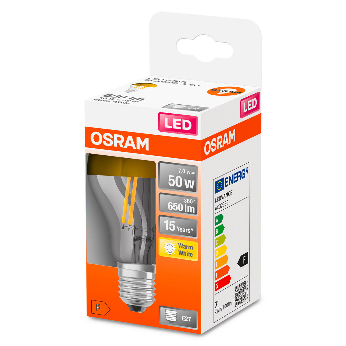 LED-LEUCHTMITTEL   E27 7 W 650 lm  - Goldfarben, Basics, Glas (6/10,5cm) - Osram