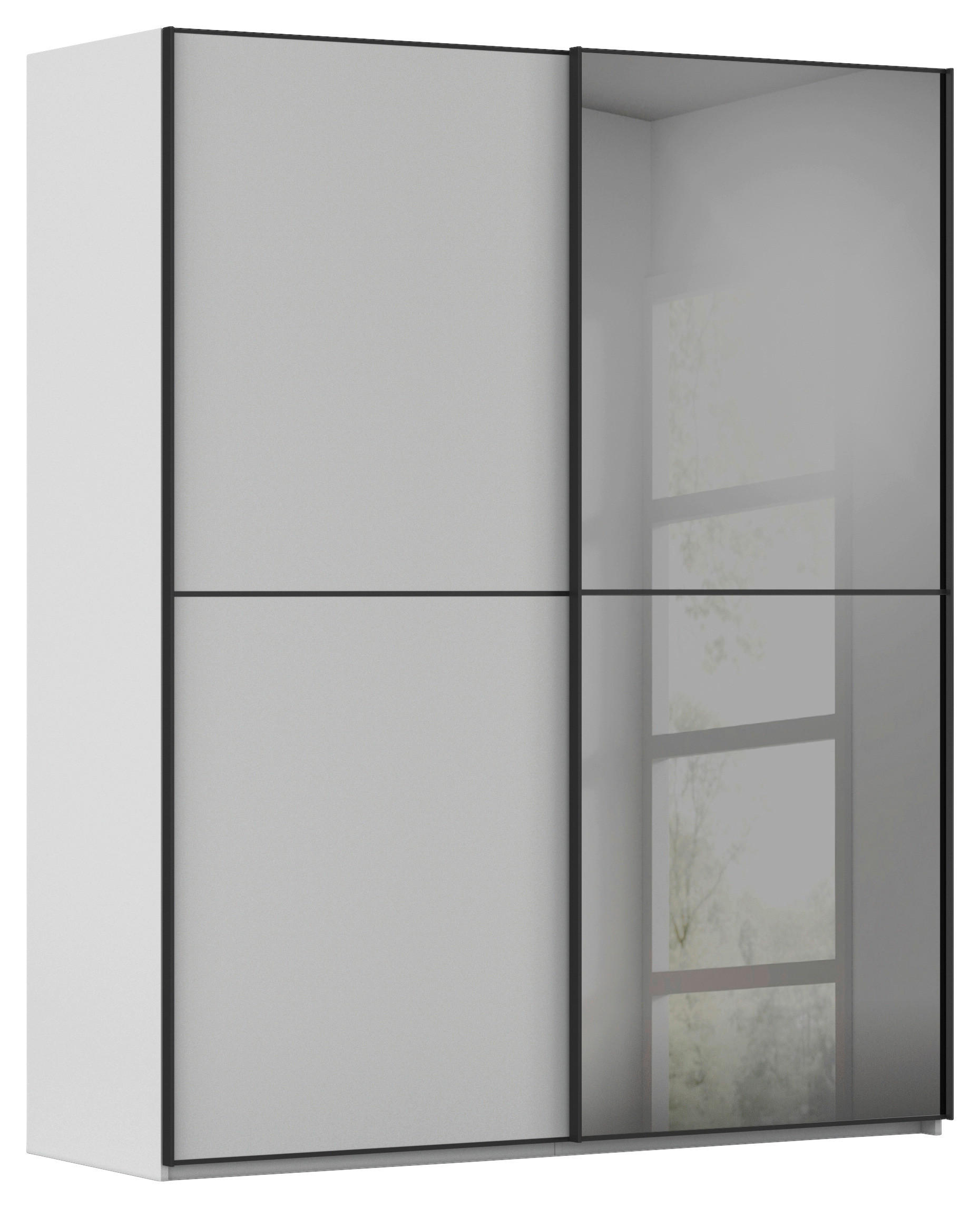 SCHWEBETÜRENSCHRANK 181/223/68 cm,  in Grau, Schwarz, 2 Tür(en)  - Schwarz/Grau, KONVENTIONELL, Glas/Holzwerkstoff (181/223/68cm) - Novel