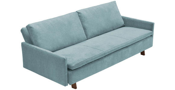 SCHLAFSOFA in Textil Blau  - Blau/Eichefarben, KONVENTIONELL, Holz/Textil (220/85/98cm) - Carryhome