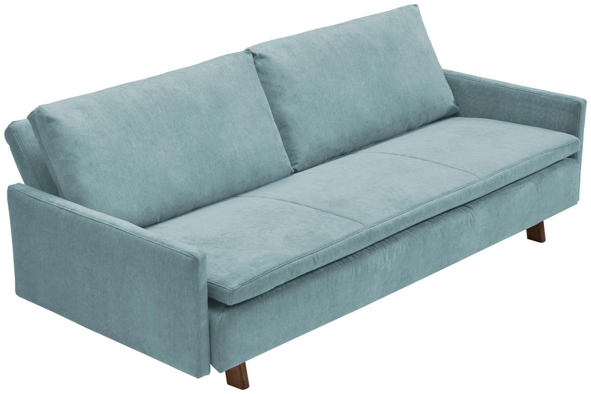 SCHLAFSOFA Flachgewebe Blau  - Blau/Eichefarben, KONVENTIONELL, Holz/Textil (220/85/98cm) - Carryhome