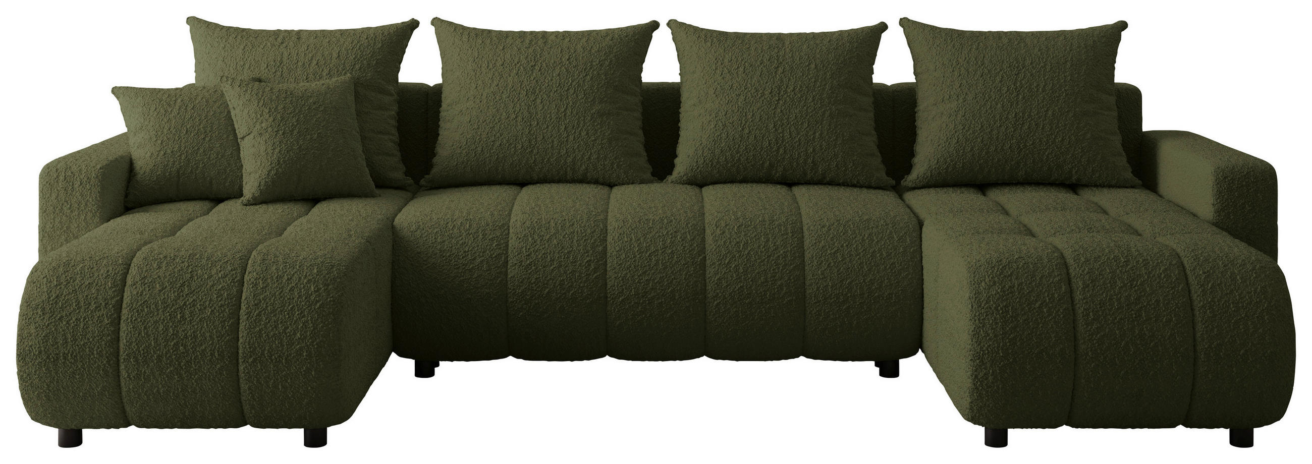 WOHNLANDSCHAFT  in Bouclé Grün  - Schwarz/Grün, MODERN, Kunststoff/Textil (150/312/150cm) - Carryhome