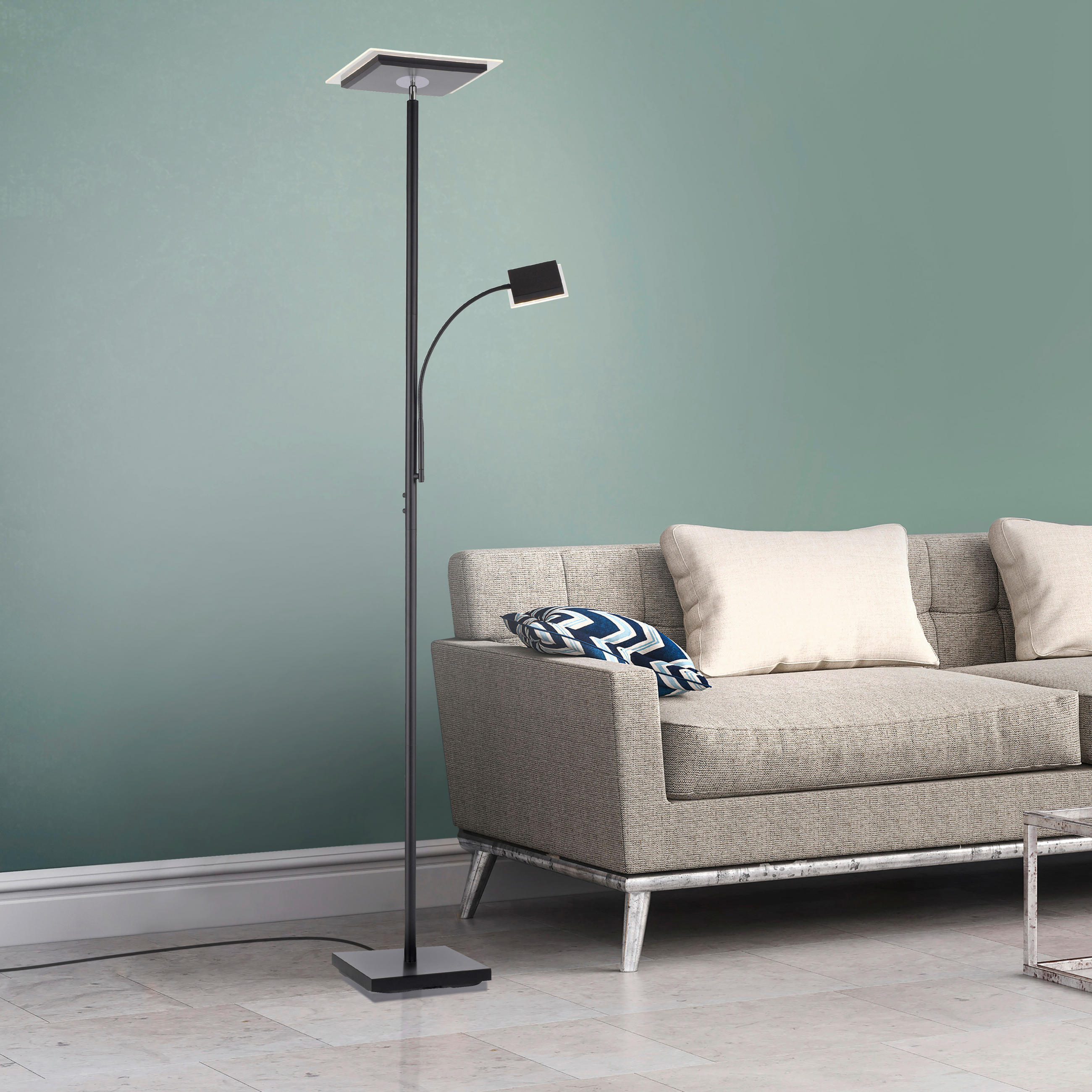 LED STOJACÍ LAMPA, 56/57,5/190 cm - černá, Basics, kov/plast (56/57,5/190cm)