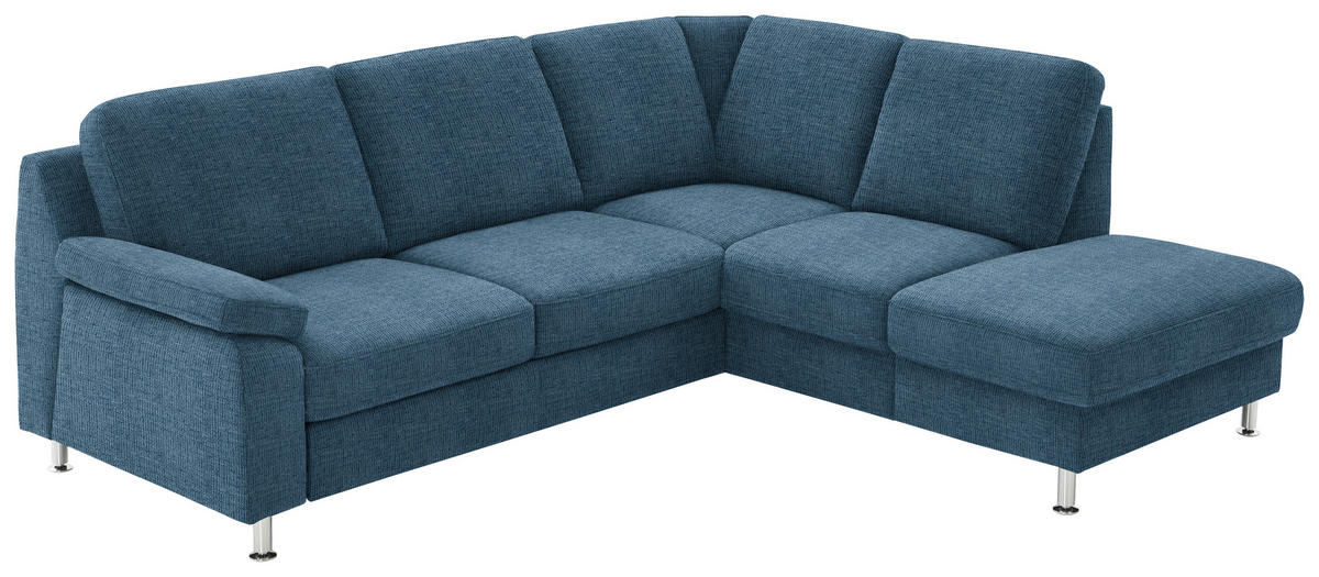 ECKSOFA in Webstoff Blau  - Blau/Alufarben, Konventionell, Textil/Metall (241/200cm) - Beldomo System