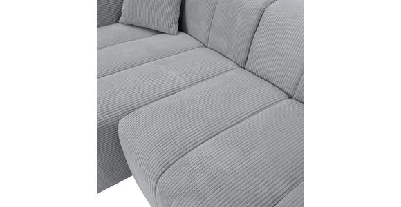 ECKSOFA Hellgrau Cord Zierkissen, Rücken echt  - Hellgrau/Schwarz, KONVENTIONELL, Kunststoff/Textil (162/250cm) - Carryhome