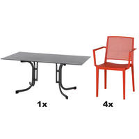 GARTENGARNITUR 5-teilig  - Rot, Basics, Holzwerkstoff/Kunststoff (90/80/160cm) - Siena Garden