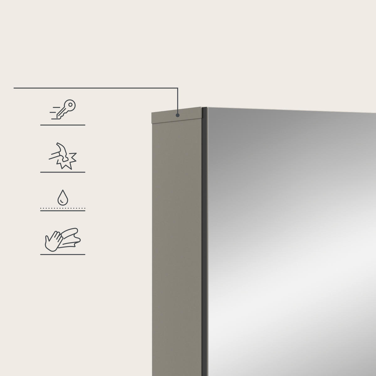 SPEGELSKÅP  - kashmir, Trend, trämaterial/glas (60/55/17cm) - MID.YOU