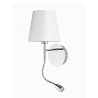 LED-WANDLEUCHTE 16/20/44 cm   - Chromfarben/Weiß, KONVENTIONELL, Textil/Metall (16/20/44cm)