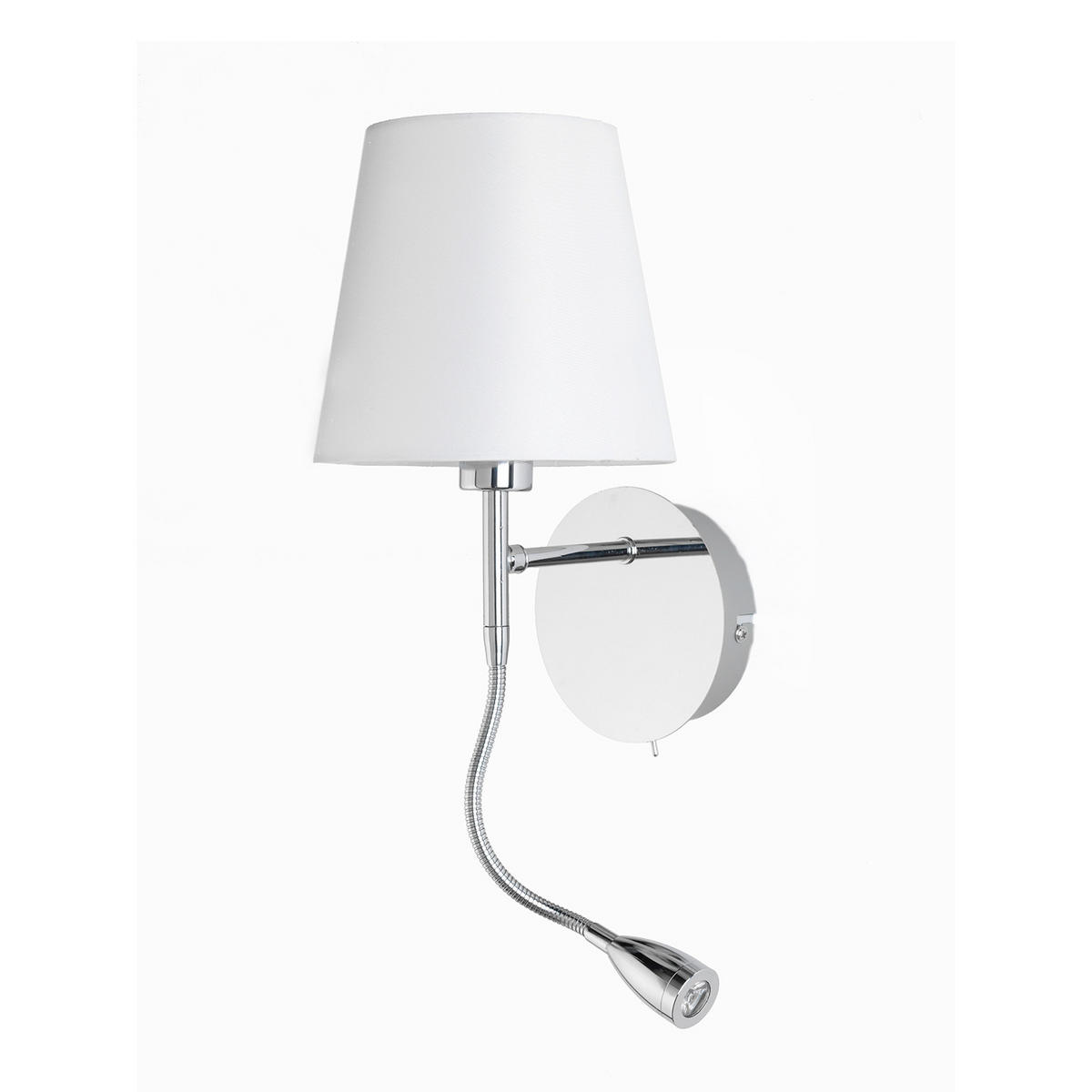 LED-WANDLEUCHTE 16/20/44 cm   - Chromfarben/Weiß, KONVENTIONELL, Textil/Metall (16/20/44cm)