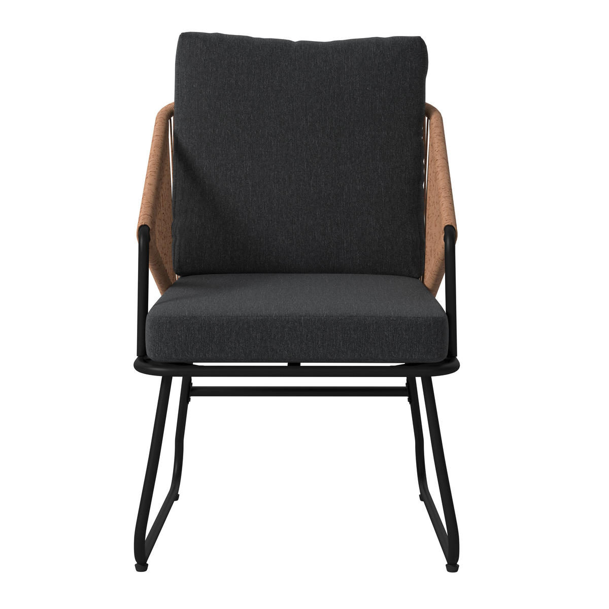 BALKONSET  - Schwarz/Naturfarben, MODERN, Glas/Kunststoff (53/77/66cm) - Ambia Garden