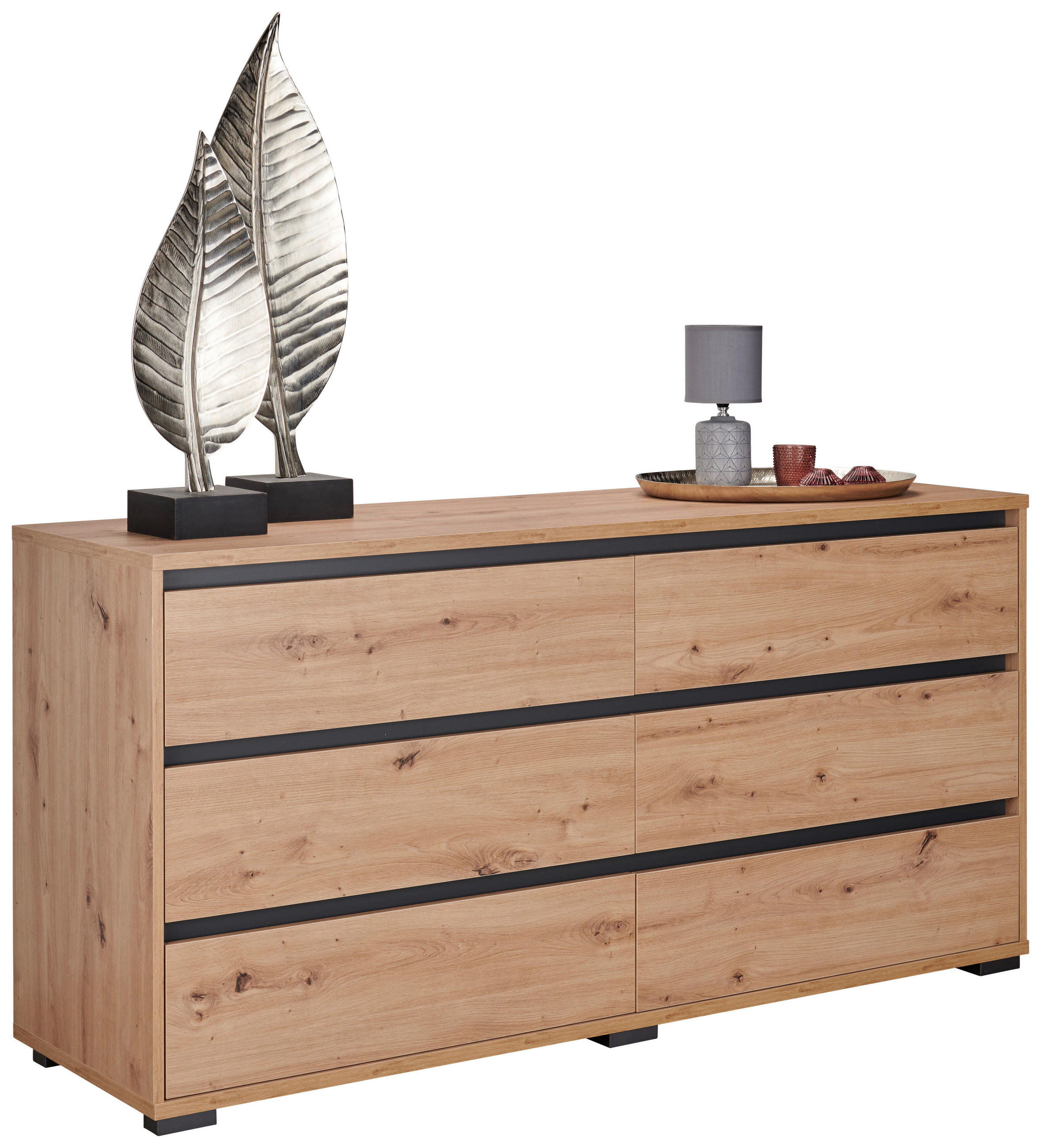 SIDEBOARD  160/79/48 cm 6 Schublade(n)  - Eichefarben/Anthrazit, Design, Holzwerkstoff/Kunststoff (160/79/48cm) - Carryhome