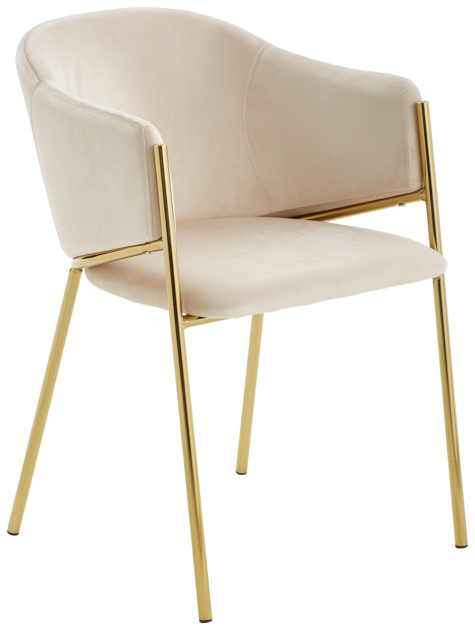 Scaun Cu Brațe din lemn, metal, textil, taupe, auriu