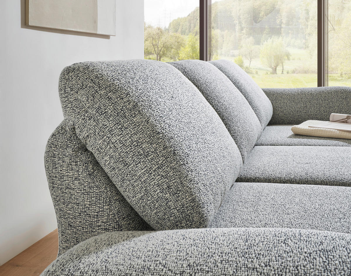 ECKSOFA in Flachgewebe Blaugrau  175-224/255-365 cm  - Blaugrau/Schwarz, Design, Textil/Metall (175-224/255-365cm) - Dieter Knoll