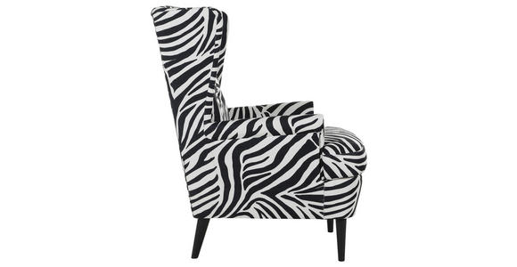 OHRENSESSEL Flachgewebe Schwarz, Weiß - Dunkelbraun/Schwarz, Design, Holz/Textil (72/104/85cm) - Carryhome