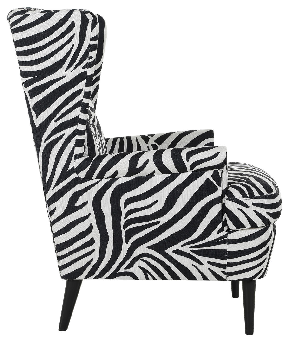 OHRENSESSEL Flachgewebe Schwarz, Weiß  - Dunkelbraun/Schwarz, Design, Holz/Textil (72/104/85cm) - Carryhome