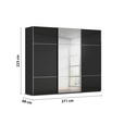 SCHWEBETÜRENSCHRANK 271/223/68 cm 3-türig Schwarz  - Chromfarben/Schwarz, KONVENTIONELL, Glas/Holzwerkstoff (271/223/68cm) - Novel