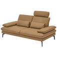 2,5-SITZER  in Echtleder Honig   - Schwarz/Honig, Design, Leder/Metall (196/86/104cm) - Dieter Knoll