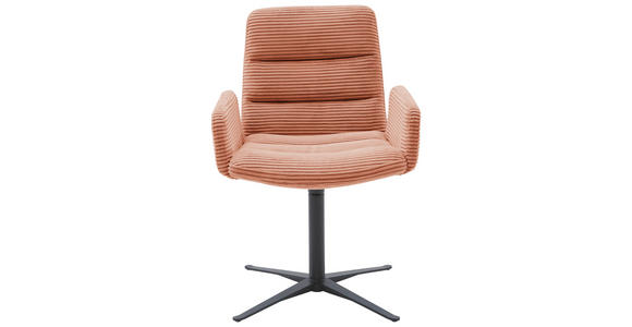 ARMLEHNSTUHL in Cord - Aprikose/Schwarz, Design, Textil/Metall (61/88/66cm) - Dieter Knoll