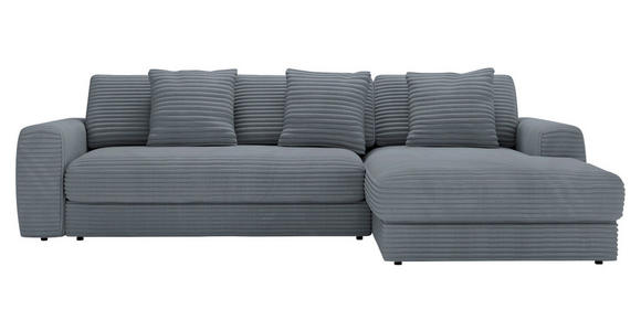 ECKSOFA in Cord Grau  302/182 cm  - Schwarz/Grau, MODERN, Kunststoff/Textil (302/182cm) - Carryhome