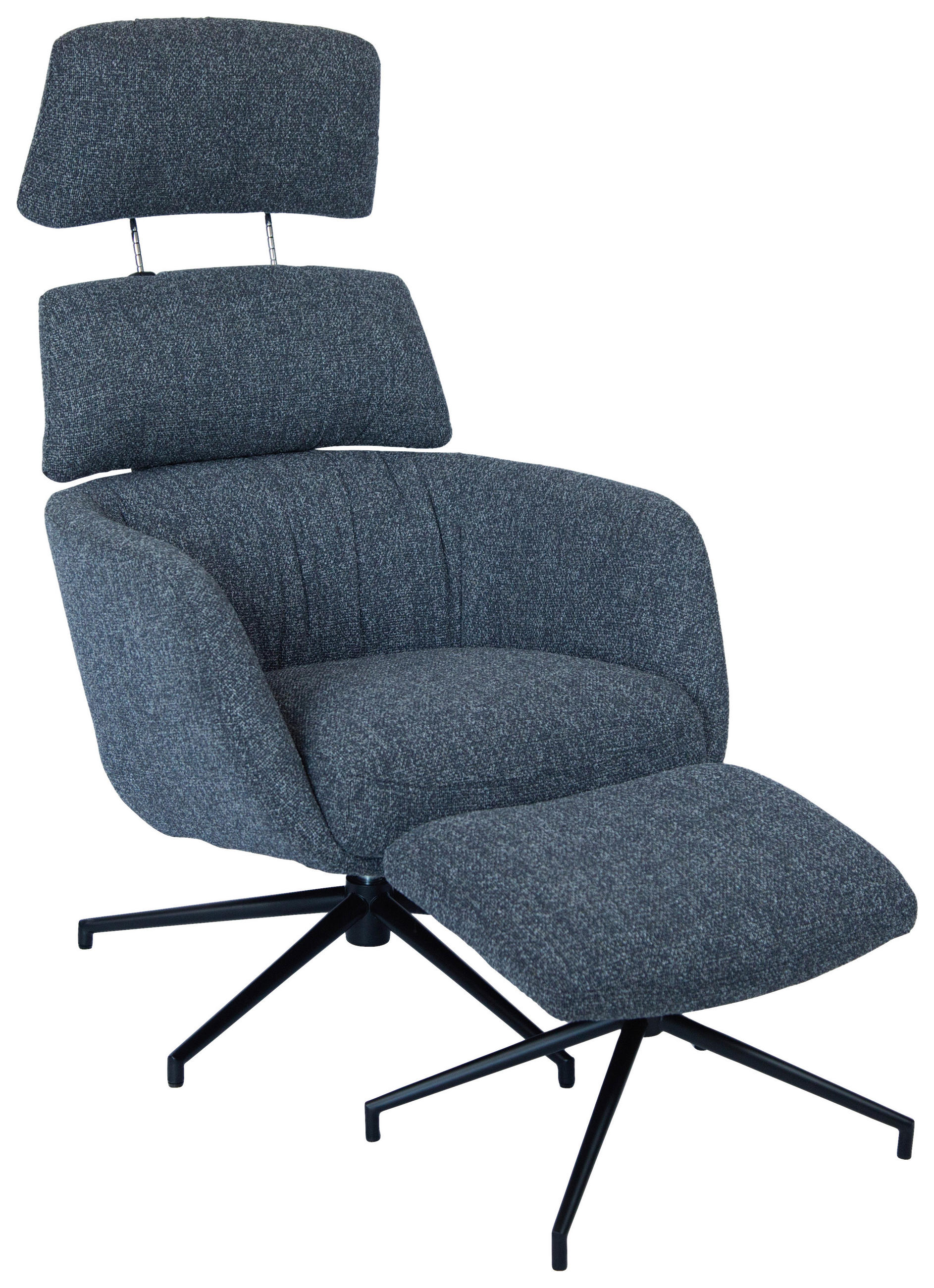 RELAXSESSELSET Webstoff Hocker, Kopfteilverstellung    - Schwarz/Grau, Design, Textil/Metall (73/110/87cm) - Dieter Knoll