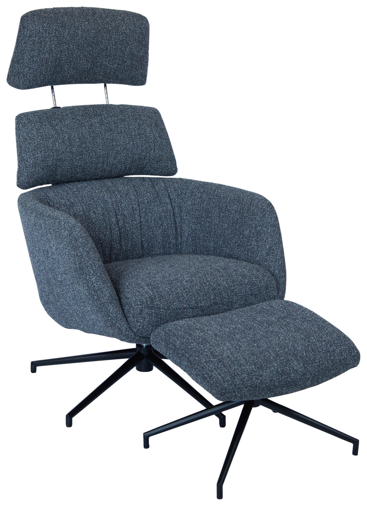 RELAXSESSELSET Webstoff Hocker, Kopfteilverstellung    - Schwarz/Grau, Design, Textil/Metall (73/110/87cm) - Dieter Knoll