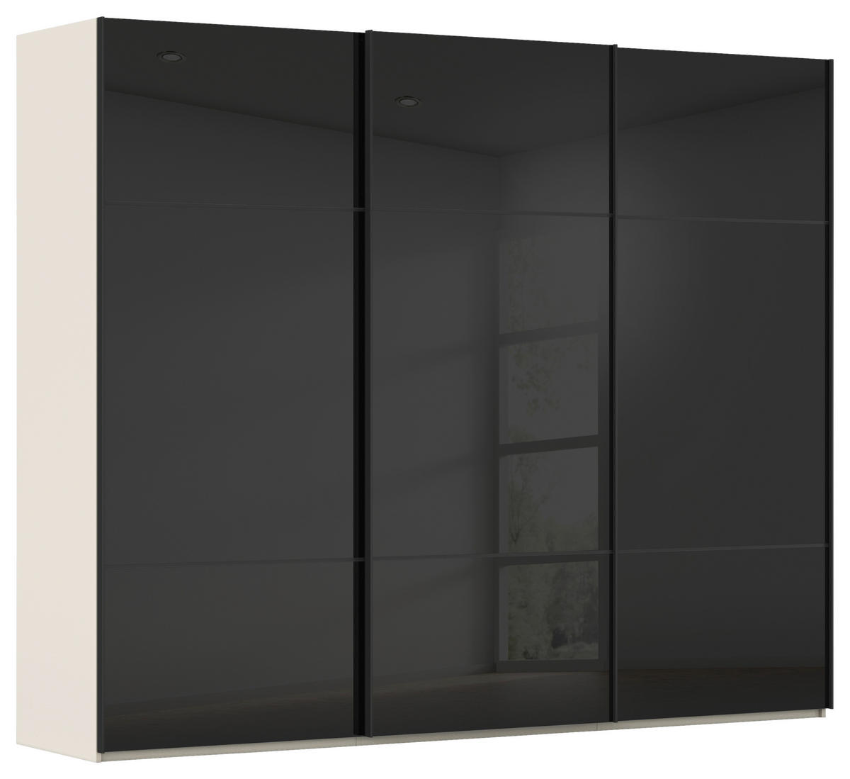 SCHWEBETÜRENSCHRANK 271/223/68 cm 3-türig Schwarz, Champagner  - Champagner/Schwarz, KONVENTIONELL, Glas/Holzwerkstoff (271/223/68cm) - Novel