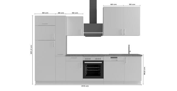 KÜCHENLEERBLOCK 310 cm   in Weiß  - Edelstahlfarben/Graphitfarben, Design, Holzwerkstoff/Metall (310cm) - Xora