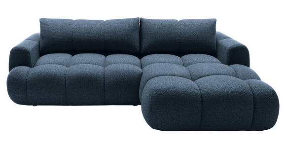 ECKSOFA Dunkelblau Struktur  inkl. Rückenkissen, Bettkasten, Schlaffunktion, Rücken echt, Liegefläche im Originalstoff  - Schwarz/Dunkelblau, KONVENTIONELL, Kunststoff/Textil (272/172cm) - Carryhome