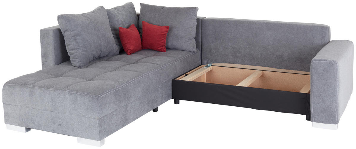 ECKSOFA Anthrazit Webstoff  - Chromfarben/Beere, Design, Kunststoff/Textil (260/218cm) - P & B