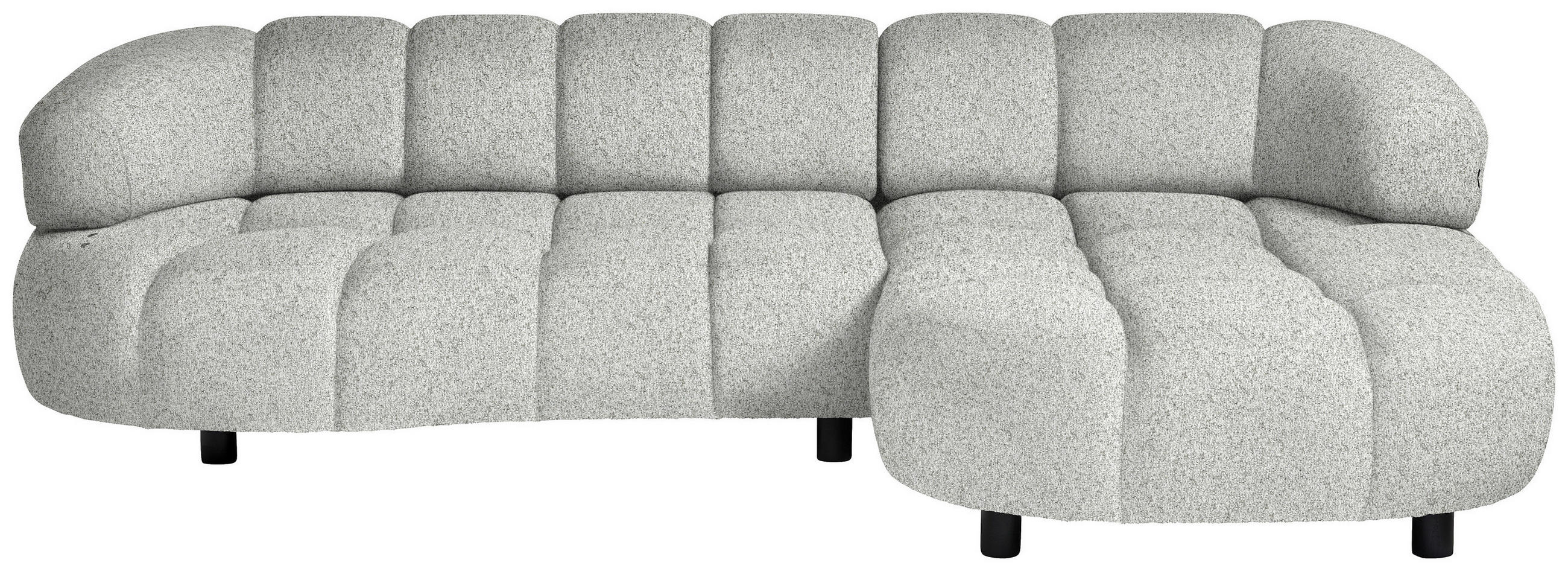 ECKSOFA Silberfarben Webstoff  - Silberfarben/Schwarz, Design, Holz/Textil (284/183cm) - Welnova