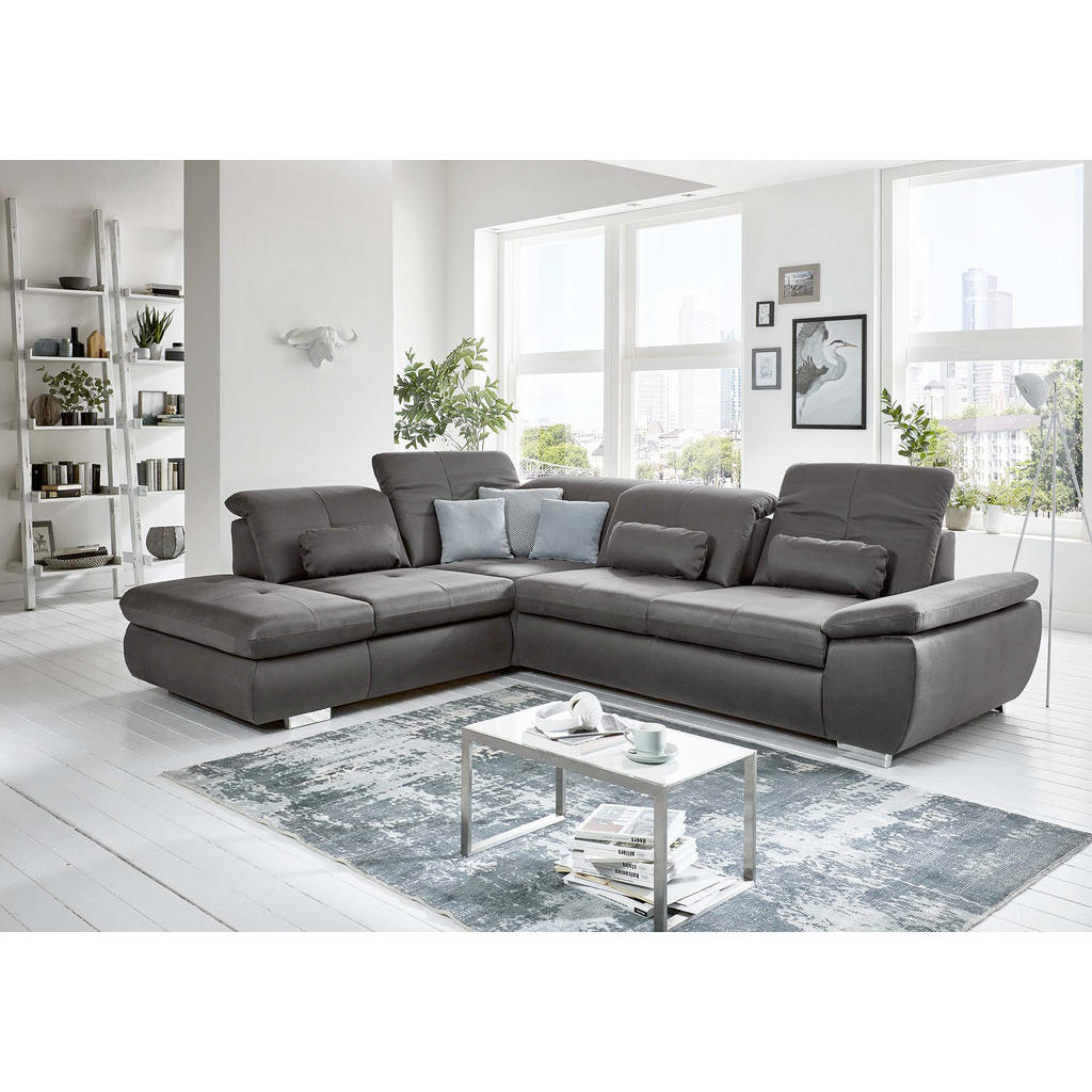 Thumbnail - Beldomo Speed Ecksofa, Dunkelgrau, Textil, 3-Sitzer, L-Form, 318x260 cm, Goldenes M, Typenauswahl, Stoffauswahl, Wohnzim...