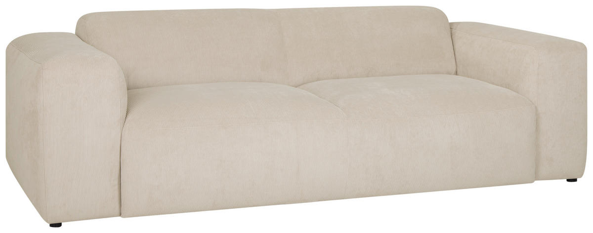 3-SITZER-SOFA Cord Beige  - Beige/Schwarz, Design, Kunststoff/Textil (247/75/104cm) - MID.YOU