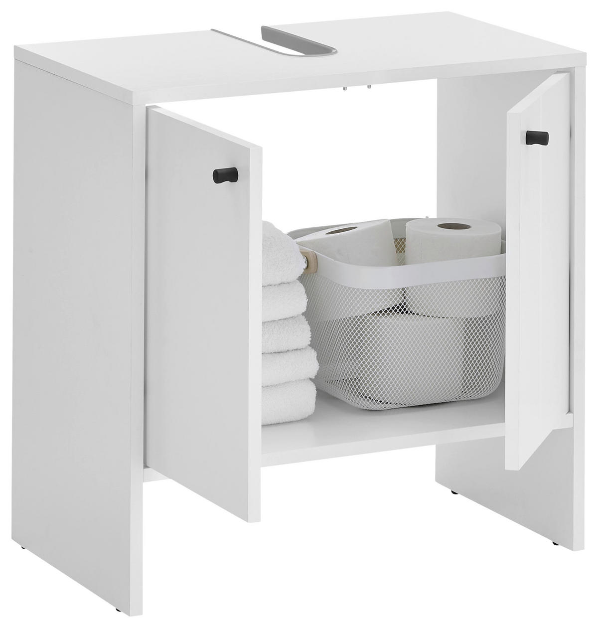 WASCHBECKENUNTERSCHRANK 60/60/35 cm  - Weiss/Schwarz, Modern, Holzwerkstoff/Kunststoff (60/60/35cm) - MID.YOU