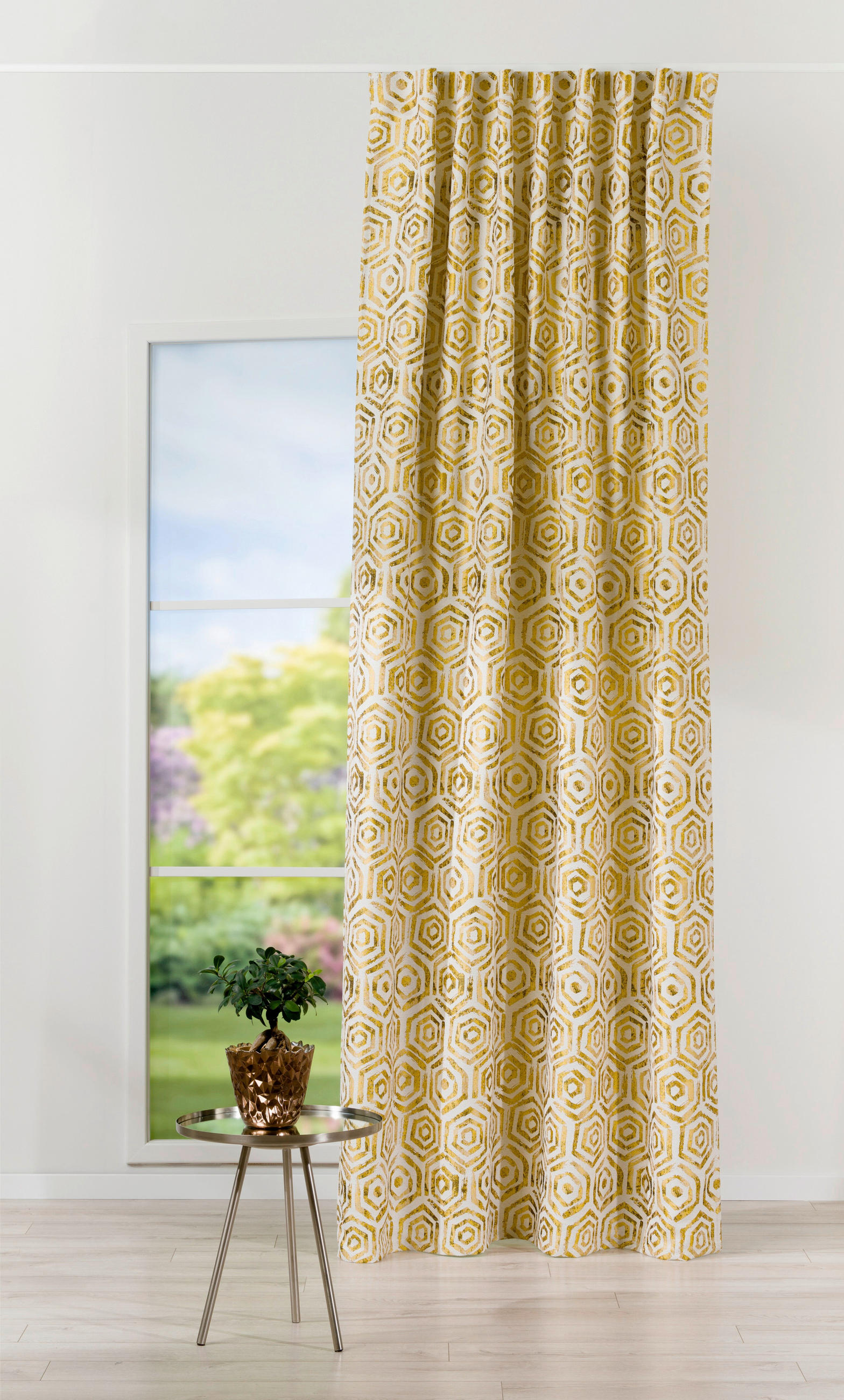 Draperie Opacă black-out (nu permite trecerea luminii)  - galben muștar, Basics, textil (135/260cm)