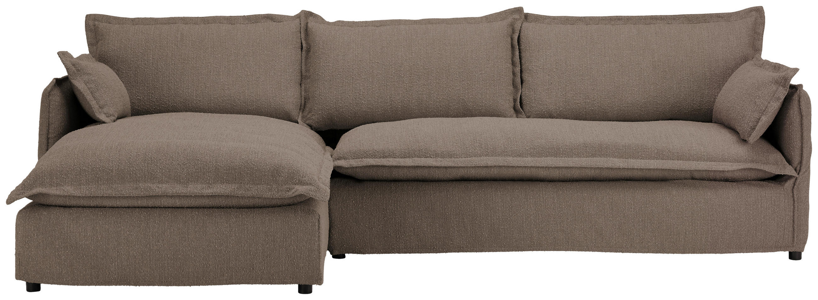 HUSSEN-ECKSOFA in Flachgewebe, Bouclé Braun - Schwarz/Braun, Trend, Textil/Metall (165/295cm) - Livetastic