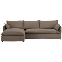 HUSSEN-ECKSOFA in Flachgewebe, Bouclé Braun  - Schwarz/Braun, Trend, Textil/Metall (165/295cm) - Livetastic
