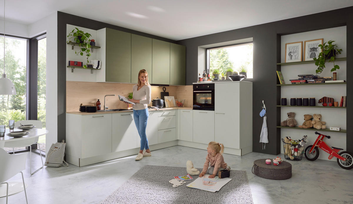 EINBAUKÜCHE   - Platinfarben/Grau, Design, Holzwerkstoff - Dieter Knoll