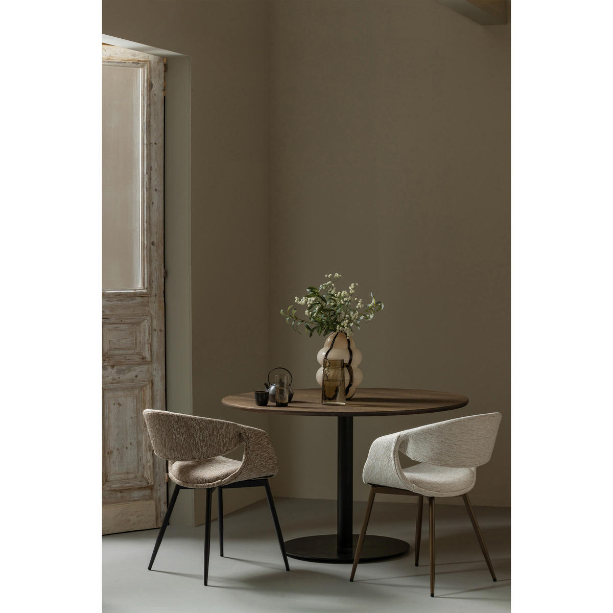 ARMLEHNSTUHL-SET 2 Stück  in Eisen Webstoff  - Sandfarben/Schwarz, MODERN, Textil/Metall (57/78/57cm) - Livetastic