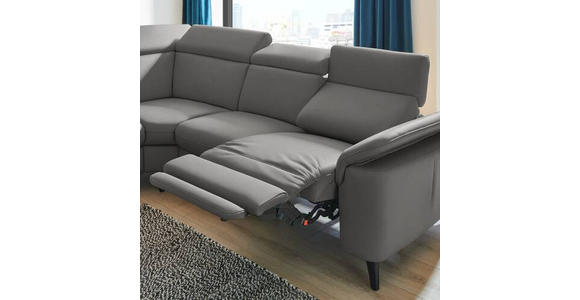 ECKSOFA in Echtleder Dunkelgrau  - Dunkelgrau/Schwarz, Design, Leder/Metall (239/289cm) - Cantus