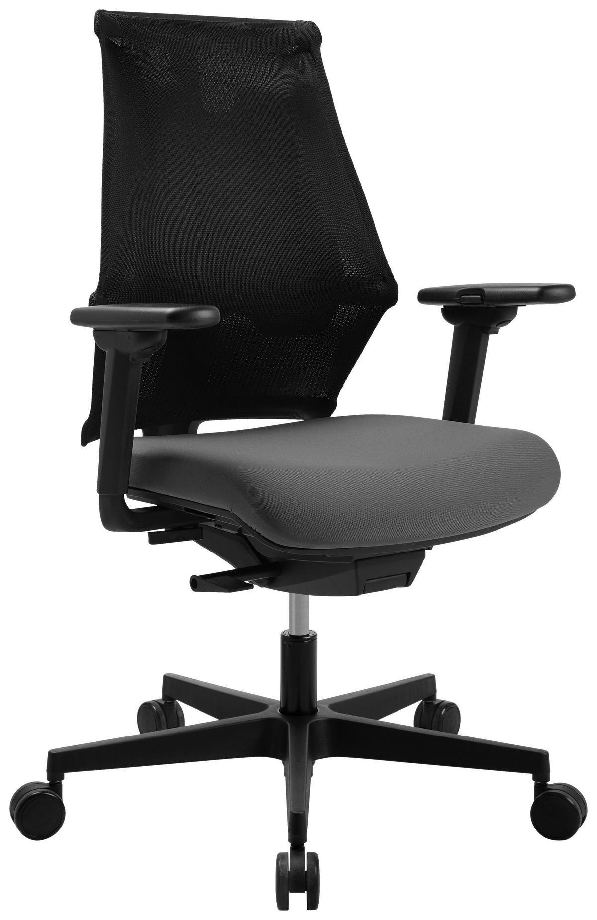 DREHSTUHL Flachgewebe Grau, Schwarz  - Schwarz/Grau, MODERN, Kunststoff/Textil (47/100-112/45-51cm) - Topstar