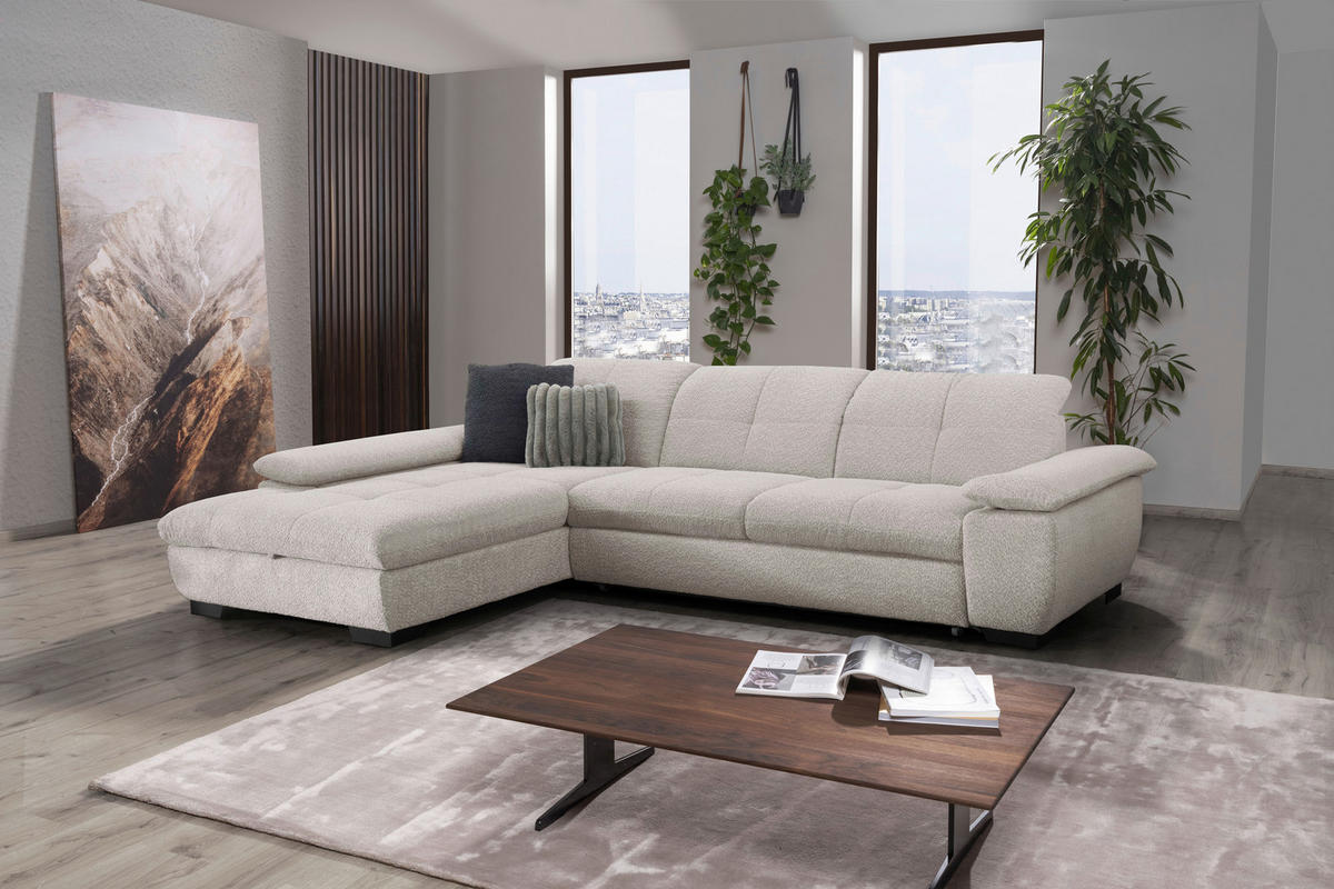 SAROKGARNITÚRA textil bézs  - bézs/fekete, Design, textil/fém (204/297cm) - Xora